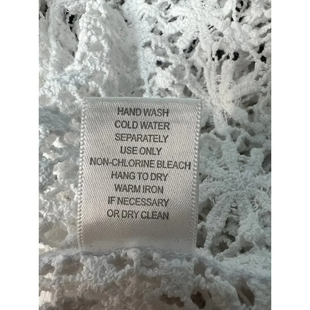 Rabbit Designs White Crochet Cardigan Womens L Cotton Y2K Dainty Fairy Grunge - Picture 9 of 10